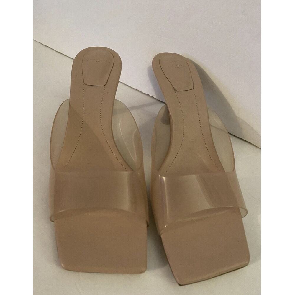 Marc Fisher LTD Marcelo2 Clear Strap Heels 9.5 Nude Square Toe Mule Minimalist - Picture 3 of 7